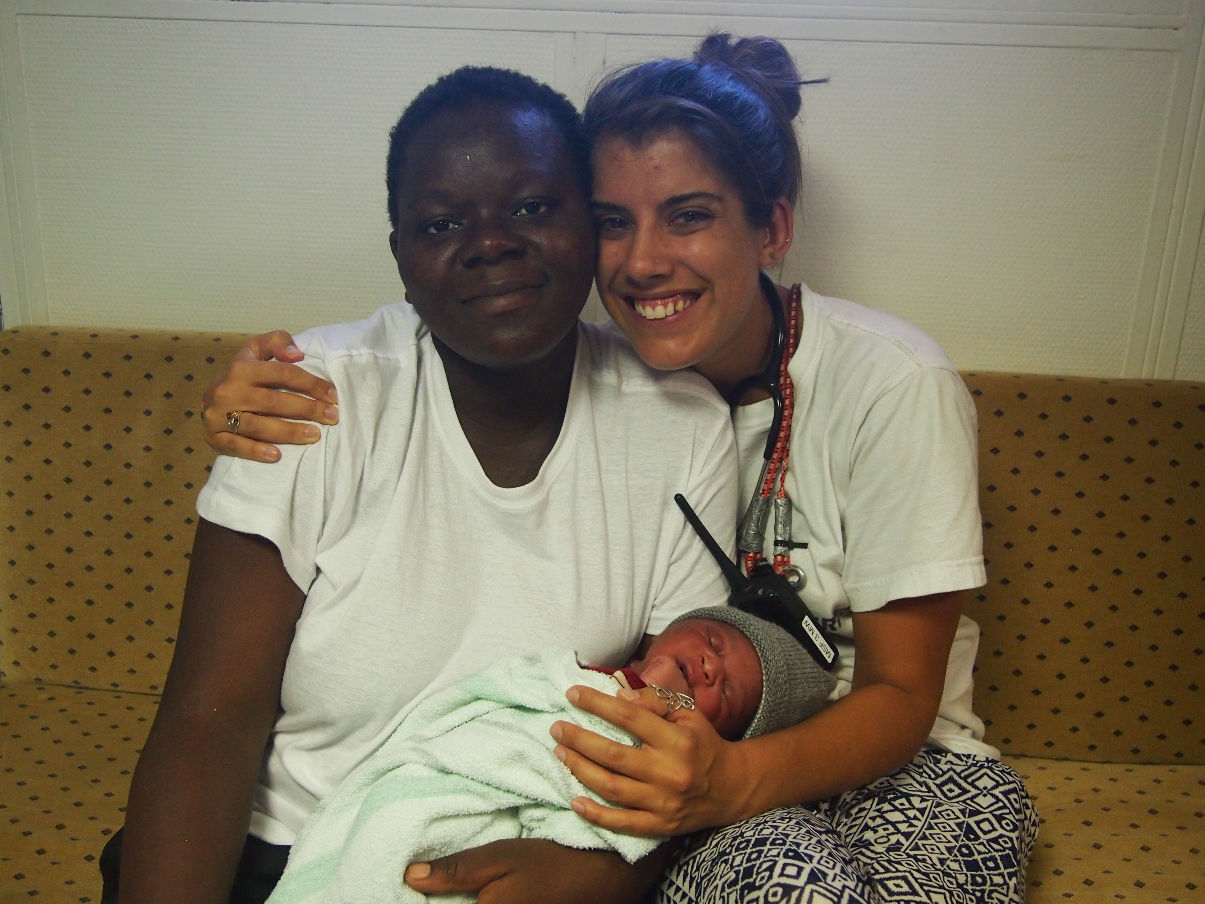 Mom, baby Christ and MSF midwife Alice Gautreau