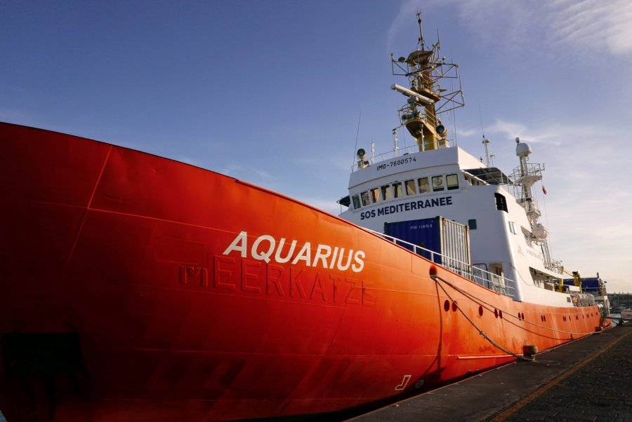 The 77-metre-long Aquarius in the port of Catania, Sicily, prior to setting sail on Friday, 12 May 2017.