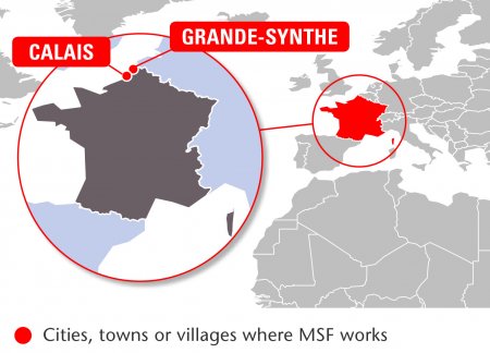 Map of MSF's activities in France, 2015