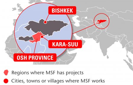Map of MSF's activities in Kyrgyzstan, 2015