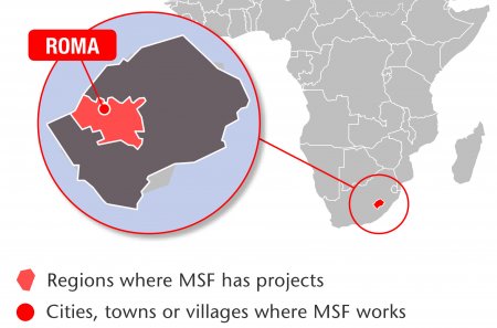 Map of MSF's activities in Lesotho, 2015