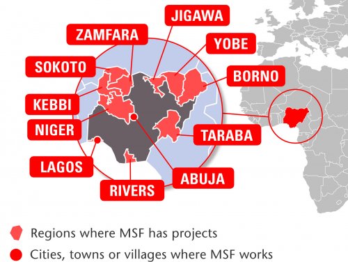 Map of MSF's activities in Nigeria, 2015
