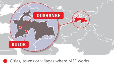 Map of MSF's activities in Tajikistan, 2015
