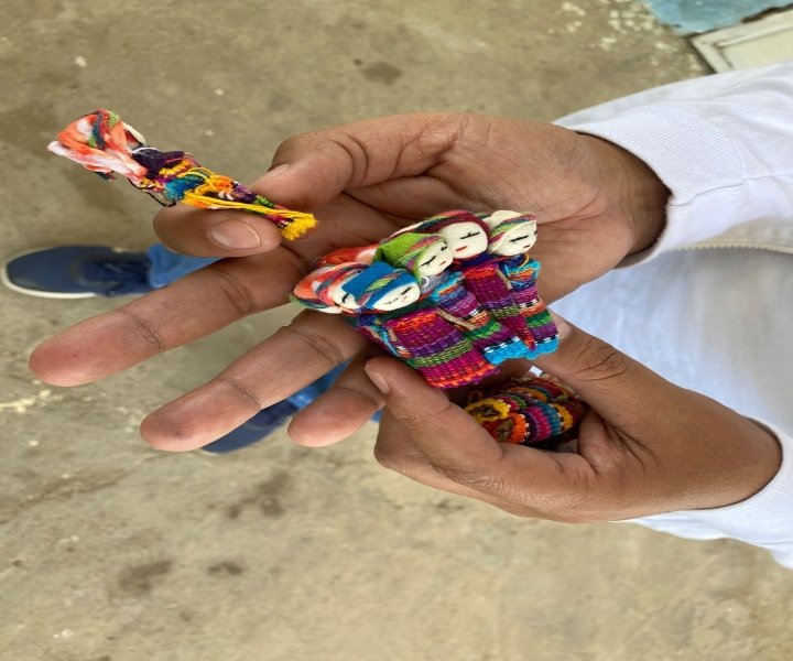 Worry Dolls, a Mayan tradition from Guatemala. Children are invited to tell the dolls about their fears and worries, which are then absorbed by the dolls during the night. The next day all the children’s worries will have disappeared. (April, 2022).