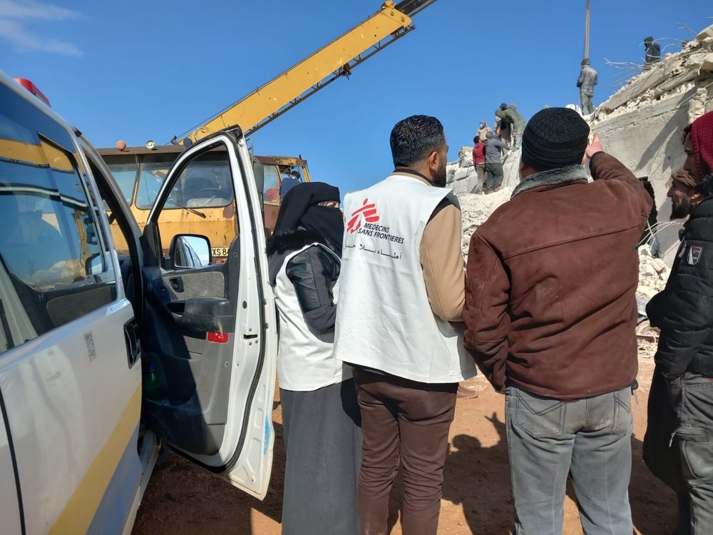 MSF team, a social worker and a logistician, visited the Atarib area, in Aleppo, one of the most affected areas, to conduct an initial assessment and identify critical needs after the earthquake.