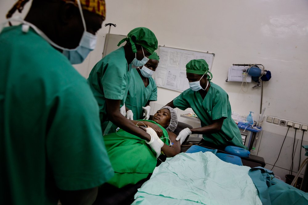 France is brought to the recovery room after a surgical procedure to get her wound stitched on 19 January 2021, at MSF&#039;s SICA Hospital. 