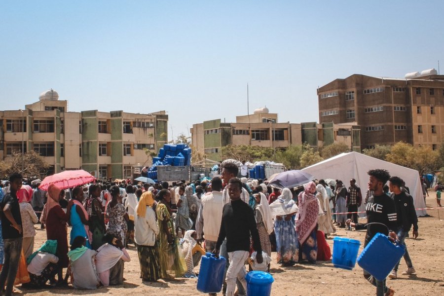 MSF has distributed jerry cans, buckets and hygiene products such as soap and sanitary pads to families living in three of Shire’s three IDP sites. 16th February 2021.