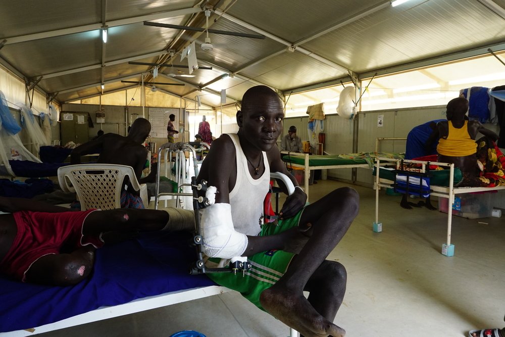 29-year-old Bol from Paniang, Jonglei State is treated in the surgical ward in Bentiu Hospital.