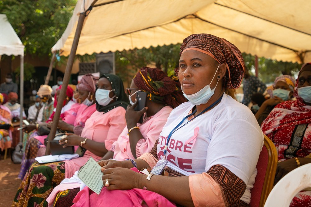 A midwife from Yirimadio health centre at the opening ceremony of the Pink October campaign in Bamako on 7 October.