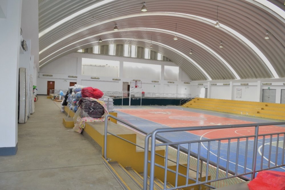 A sports arena in Huacho, Peru, before it was readapted as a medical facility for the isolation and treatment of COVID-19 patients with the help of MSF teams. The structure should take some pressure off nearby Huacho hospital.