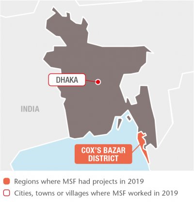 Map with all MSF projects in 2019