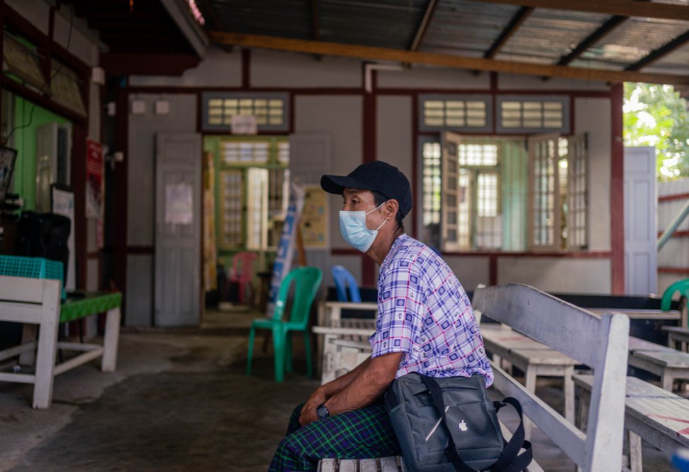U Hla Tun, 58, who has been receiving HIV services from MSF for nearly 20 years, waits for his appointment at MSF’s Moegaung clinic in Kachin state