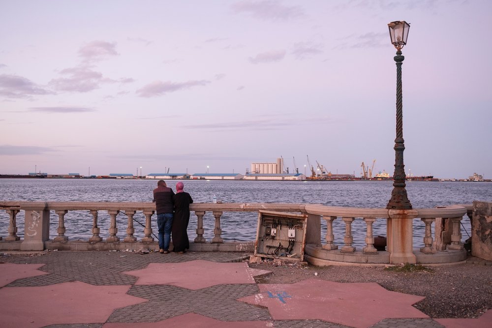 View from Tripoli waterfront at sunset. 