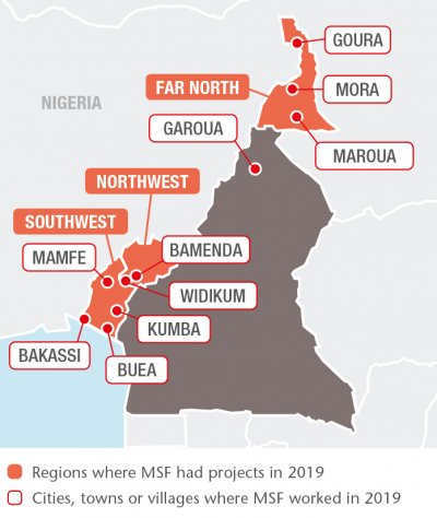 Map with all MSF projects in 2019