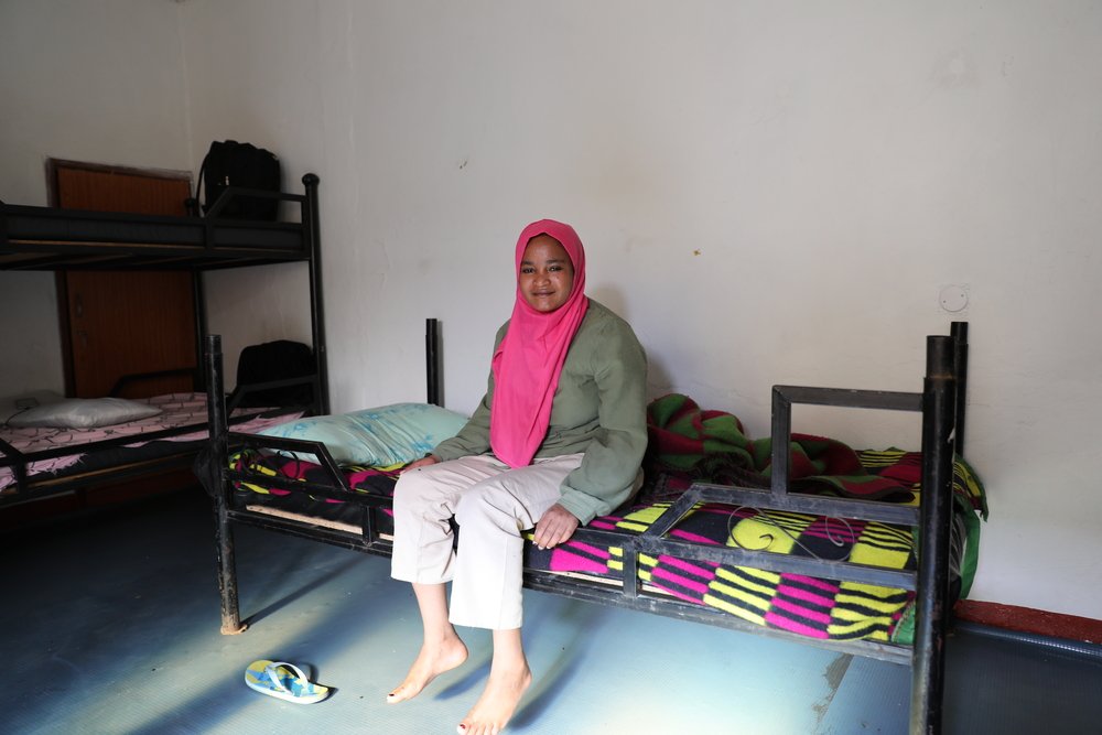 Brukti, a recent deportee from the Gulf, rests in the women&#039;s dormitories at an inpatient therapeutic counselling center run by Médecins Sans Frontières in Addis Ababa, Ethiopia. 