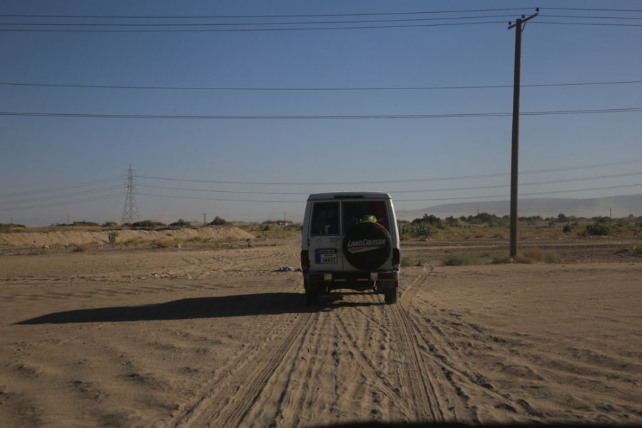 MSF car on its way back from a camp where it provides primary healthcare through its mobile clinics in Marib.