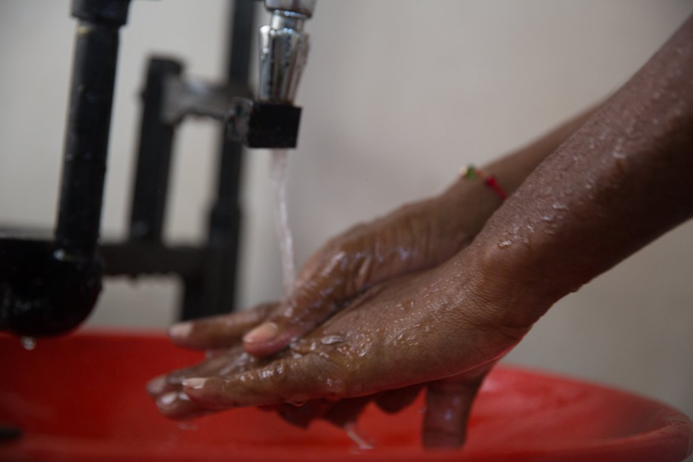 Handwash at the entrance of covid ward in shatabdi hospital. August 2020. 