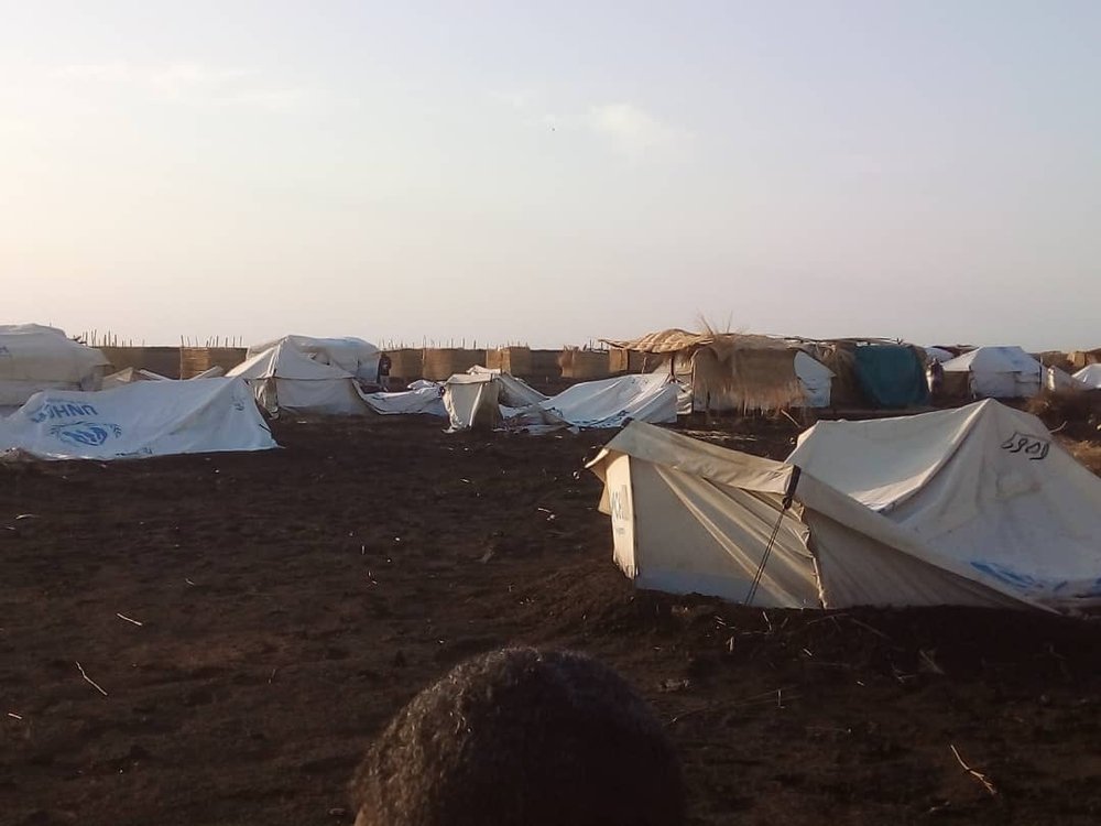The strong winds during the rainy season in the camp destroyed most of the tents in Al Tanideba camp.