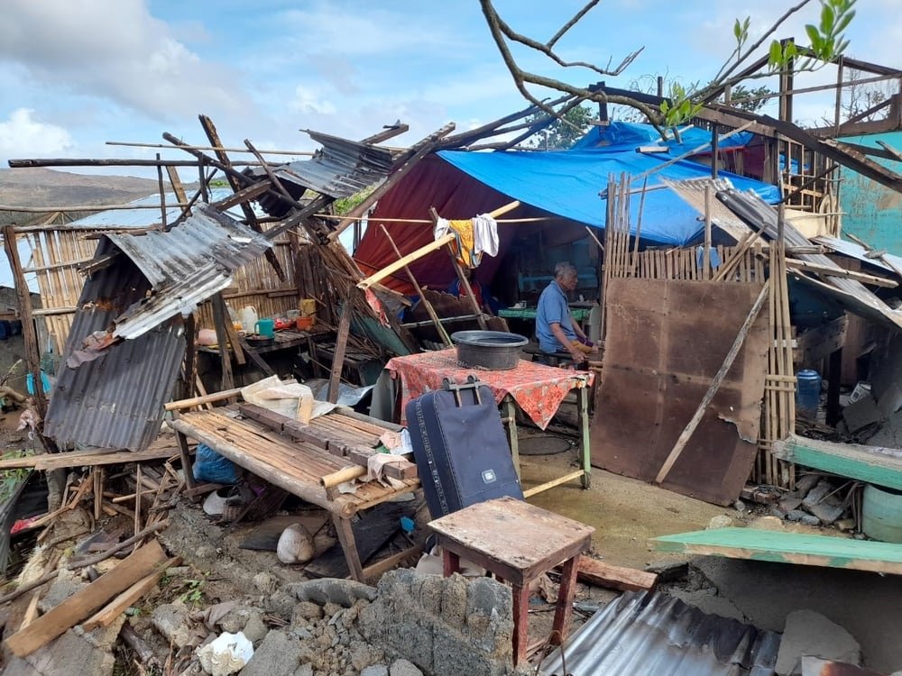 Brgy. Nazareth, Basilisa, Dinagat Islands: Many villages along the coastal areas were hit by the typhoon, leaving damaged houses. (January, 2022).