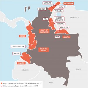 Map with all MSF projects in 2019