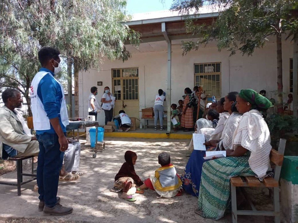 Patients wait for consultation during an MSF mobile clinic in Megab, south-west of Adigrat town, in the Tigray region of northern Ethiopia.