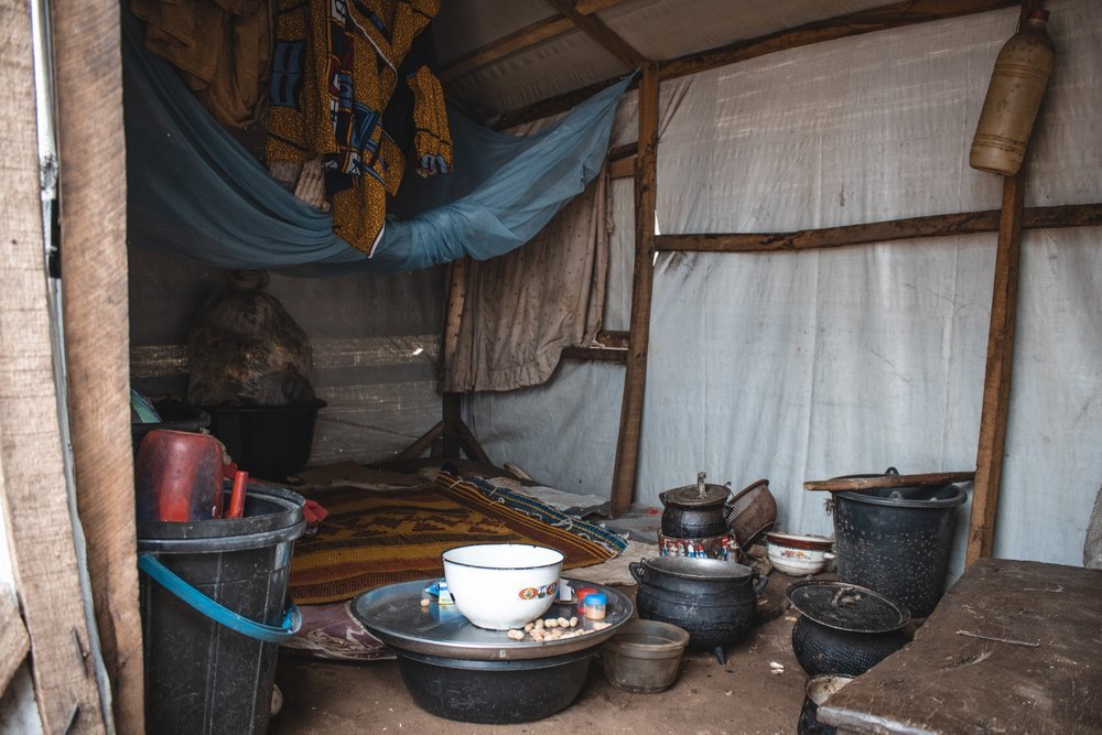 Mbawa camp, Benue State in Nigeria, which has been home to 8,000 displaced people, for four years. Displaced families there have been living in overcrowded tents. There is no hope for them to return home.