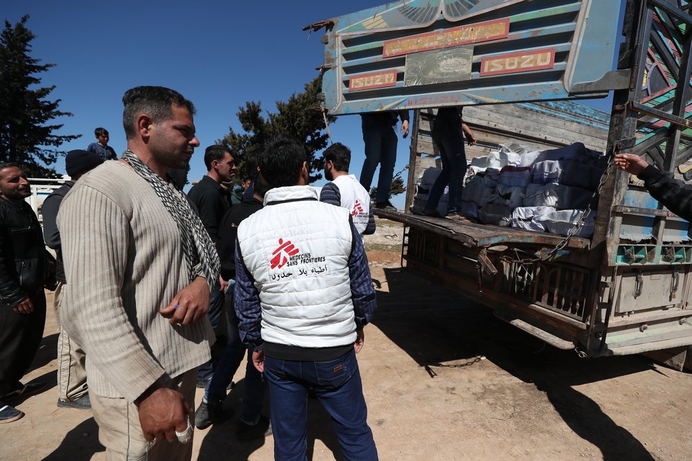 MSF team distributed heating material in a camp for internally displaced people in Northwest Syria. 