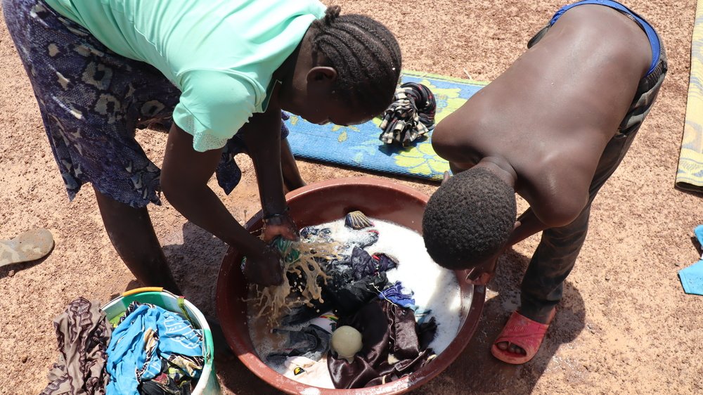 Although they carry all sorts of waste from open defecation and weather-destroyed latrines, rainwater is valuable for bathing and household activities for most  Internally Displaced People (IDPs).