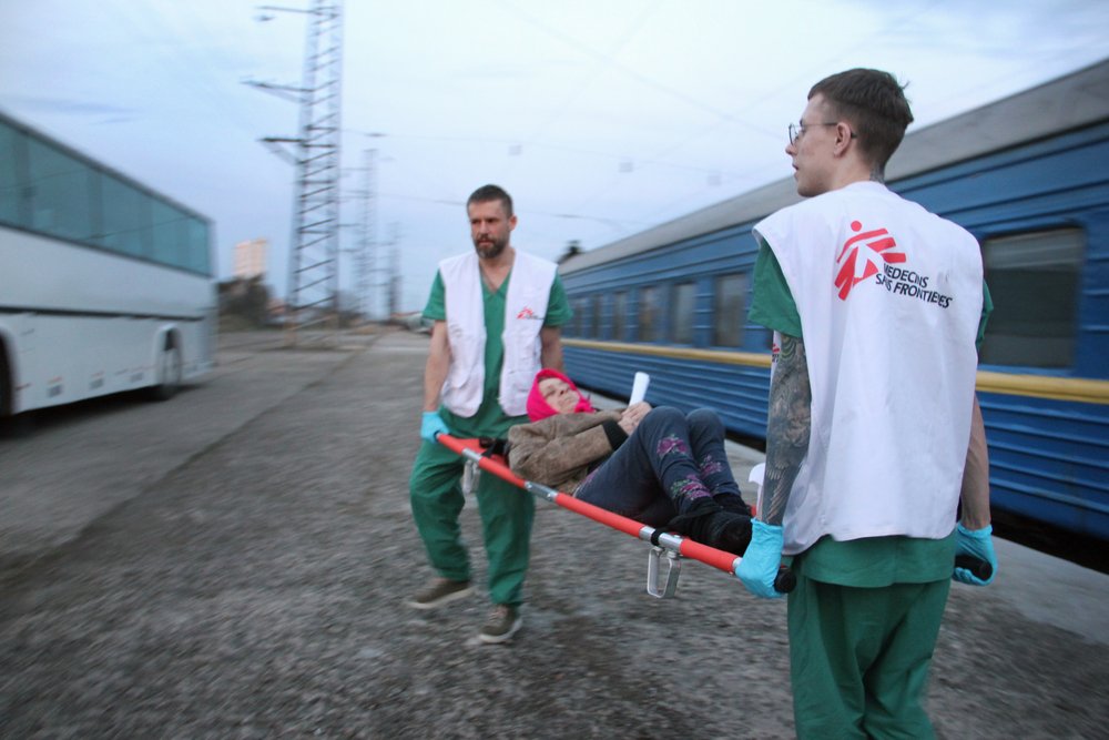 MSF’s third medical train referral in Ukraine: arrival in Lviv. (April, 2022).