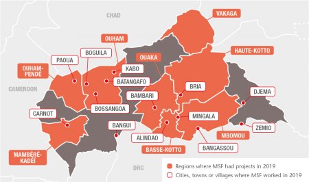 Map with all MSF projects in 2019