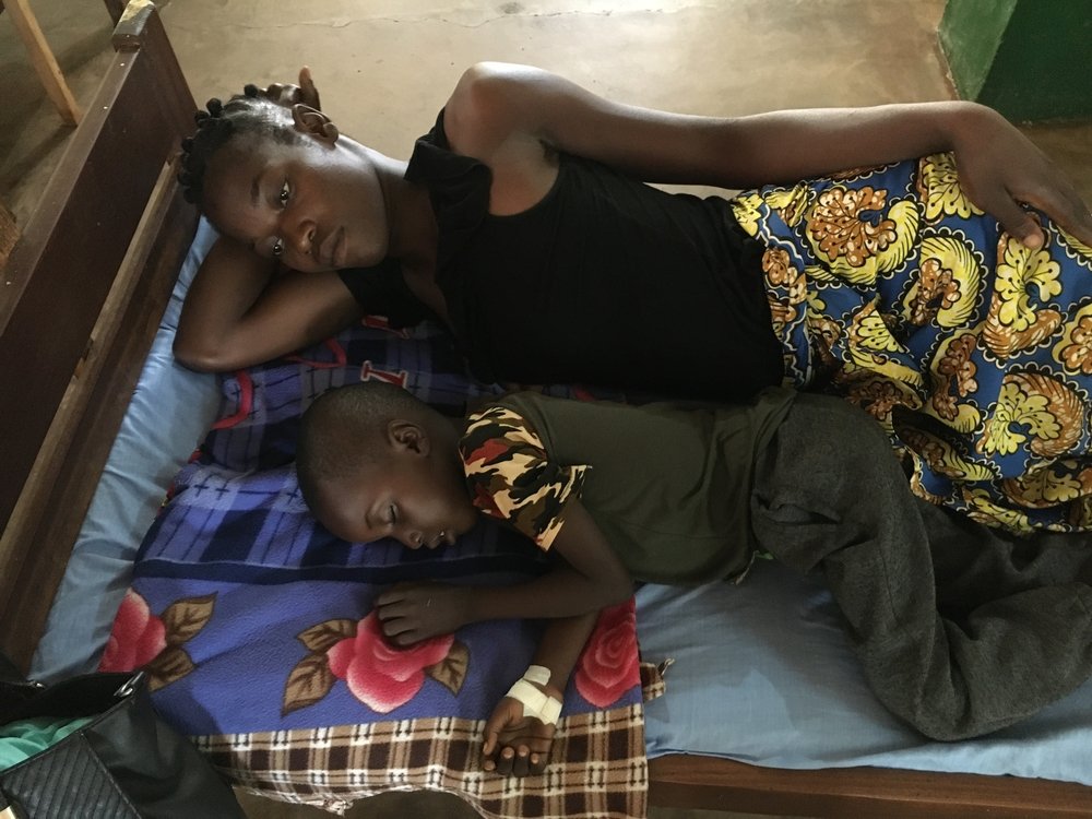 Chancella Gbtoum and her five-year-old son, Yakota Abbias, who is being treated for severe malaria at Batangafo hospital