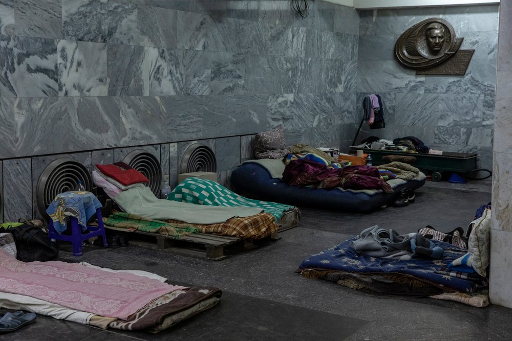 People took shelter in a metro station, in Kharkiv, Ukraine. (April, 2022).