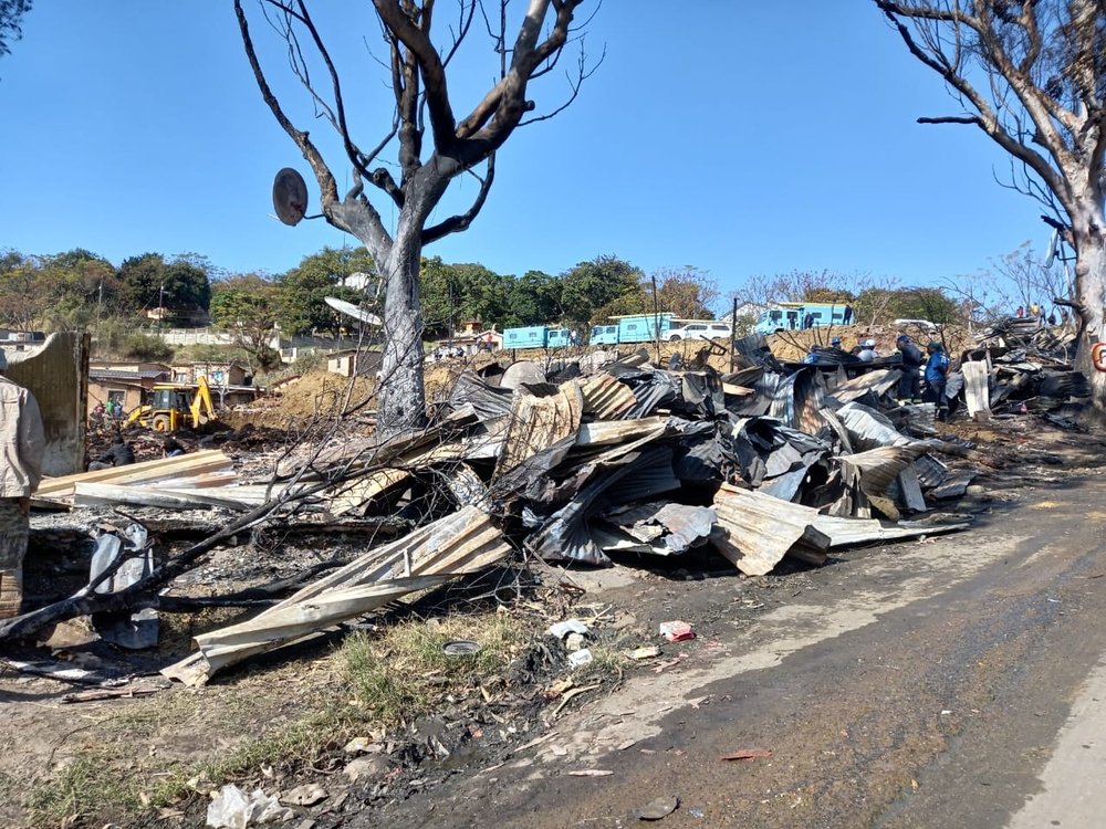In KwaZulu Natal, an MSF team offered medical assistance and donated a tent, blankets and other essentials to a community after a fire destroyed their homes in Briardene, Durban. South Africa unrest.