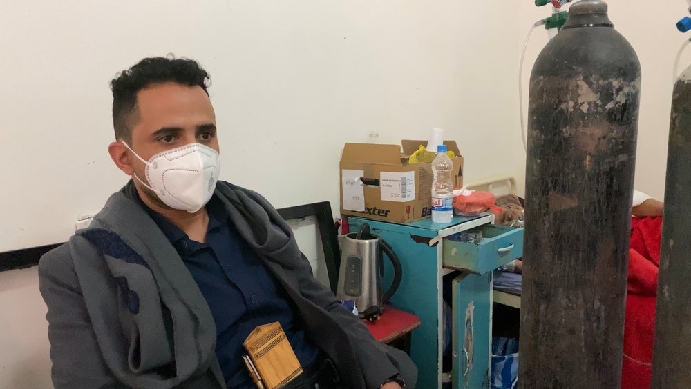 Saif Saleh al-Hubaishi, works at al-Kuwait hospital. His father is the patient, Saleh al-Hubaishi, 65. &quot;I am an employee of al-Kuwait hospital. At the beginning he had a high fever for two days at home and a heavy cough.&quot;