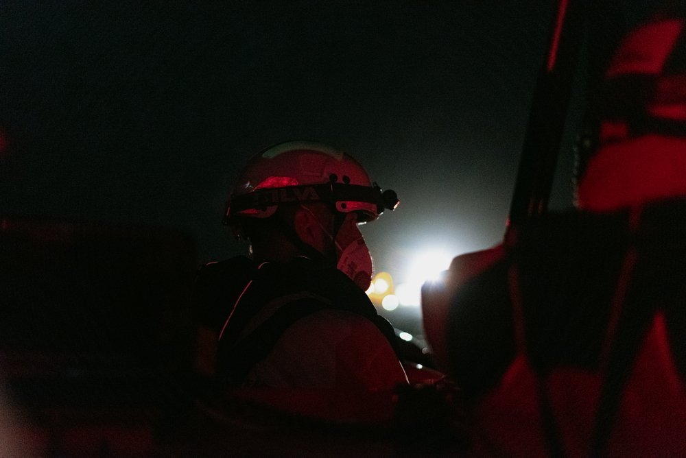 MSF teams preparing for a night rescue on October 22, 2021.