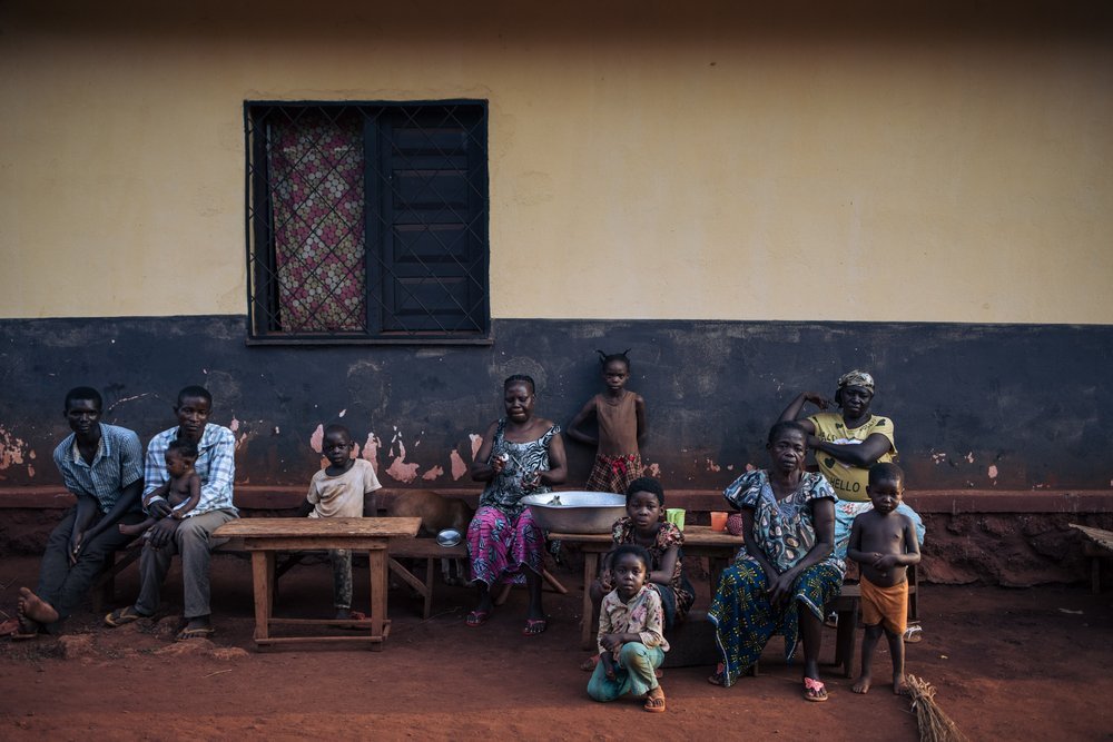 A displaced family who fled violence and live in the grounds of the MSF-supported Bangassou university hospital, January 28, 2021.