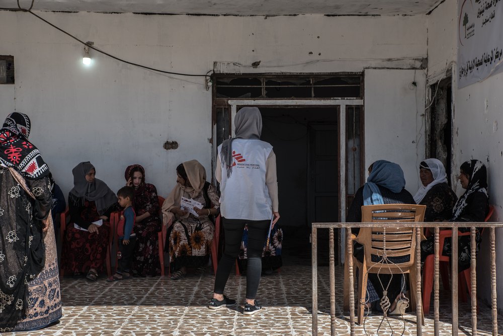 MSF activities in Sinjar District. Women wait outside during a reproductive health consultation on September 4th, 2019. 