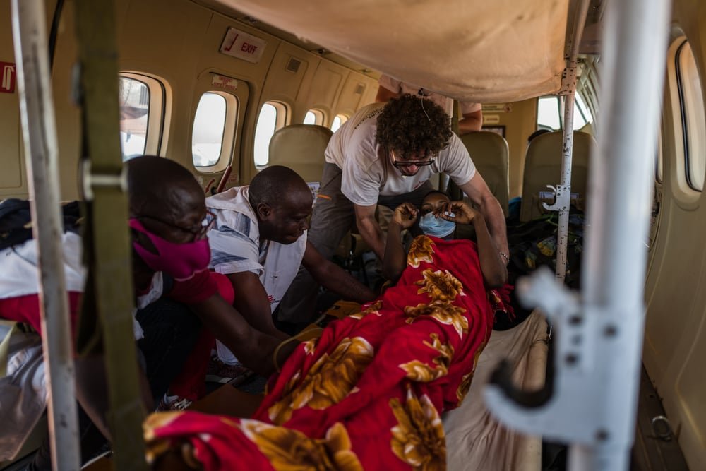 Sallet's father, Amat Gia, accompanies his son on the way to Bangui.