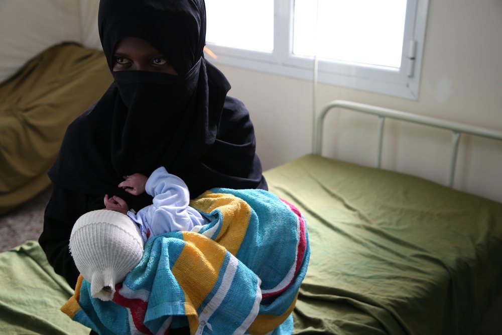 Jamila and her baby Elwah, who came to the Al Qanawis Mother &amp; Child Hospital for the birth. Elwah was admitted to the neonatology unit with a fever and a suspected infection.