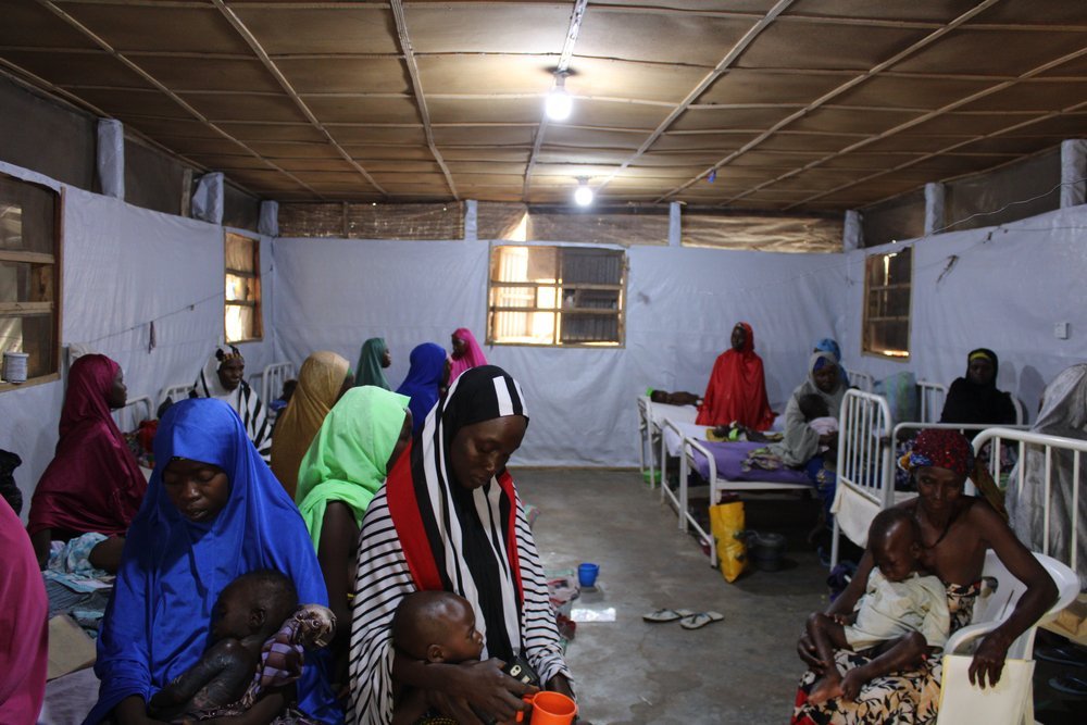 Congested inpatient ward for second phase in the Inpatient Therapeutic Feeding Centre (ITFC) of Anka General Hospital run by MSF.