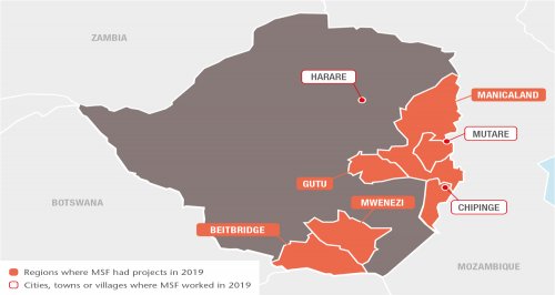 Map with all MSF projects in 2019
