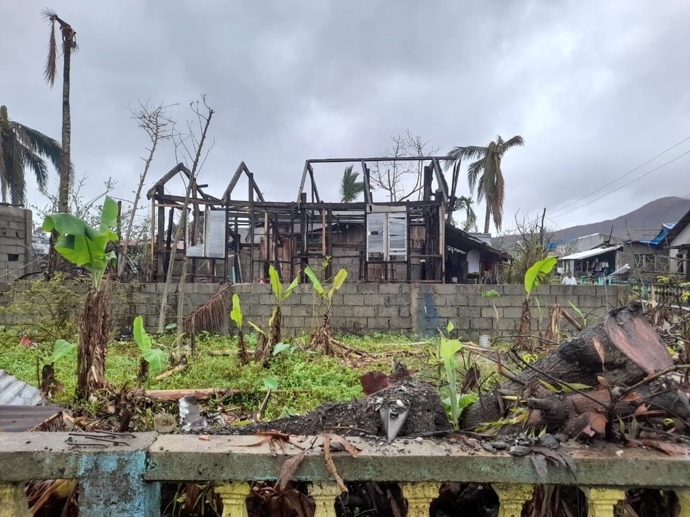 Talisay, Surigao City: The typhoon came with strong winds, tearing roofs off houses and hospitals, and scattering debris everywhere. (January, 2022).