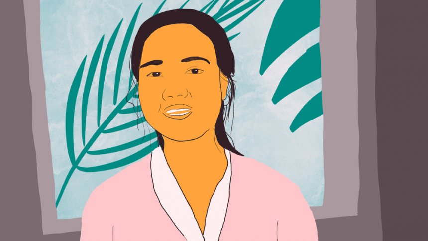 Illustration of a woman smiling.