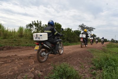 Riders who form part of the sample network of labs riding through one of the areas within Ndhiwa subcounty heading back to their meeting point after a day of hardwork.