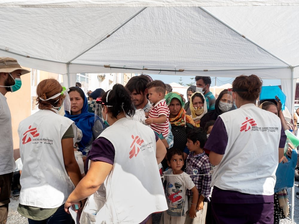 GREECE. Lesbos. September 15, 2020. After the fires that destroyed Moria camp on September 9-10, thousands of people were forced to sleep in the streets, with no access to toilets, water, food or medical care.