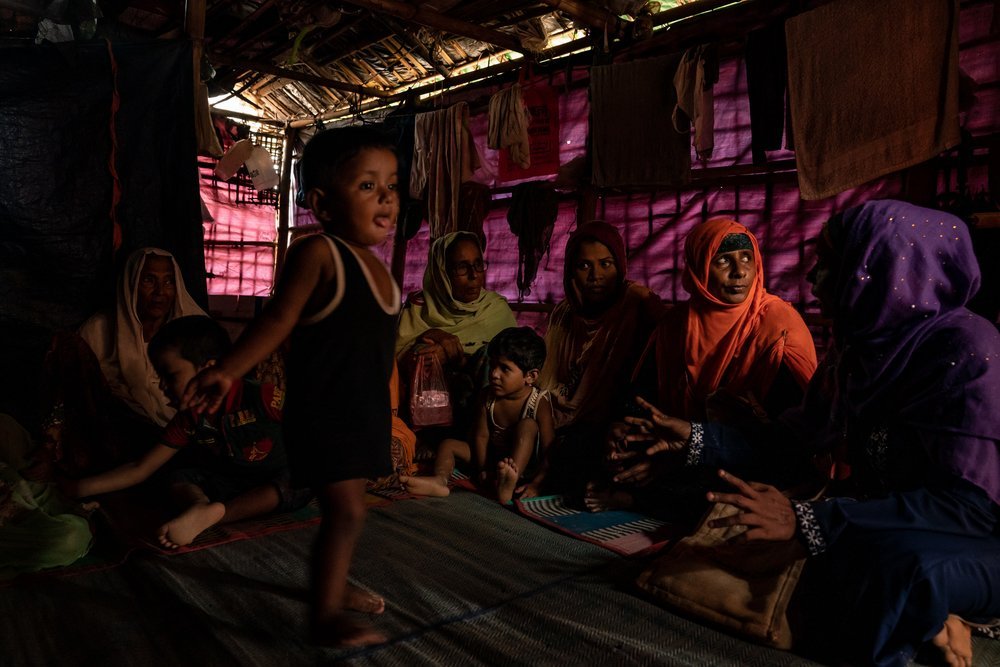 A health promotion session in progress for Rohingya women in the refugee camps in Cox’s Bazar, Bangladesh. (July, 2019).