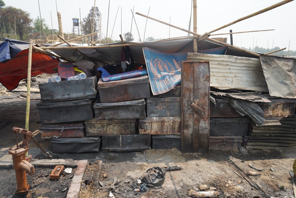 Like many other refugees, this family saw their shelter totally destroyed by the fire that engulfed several areas in the Cox’s Bazar refugee camps on 22nd March 2021. 