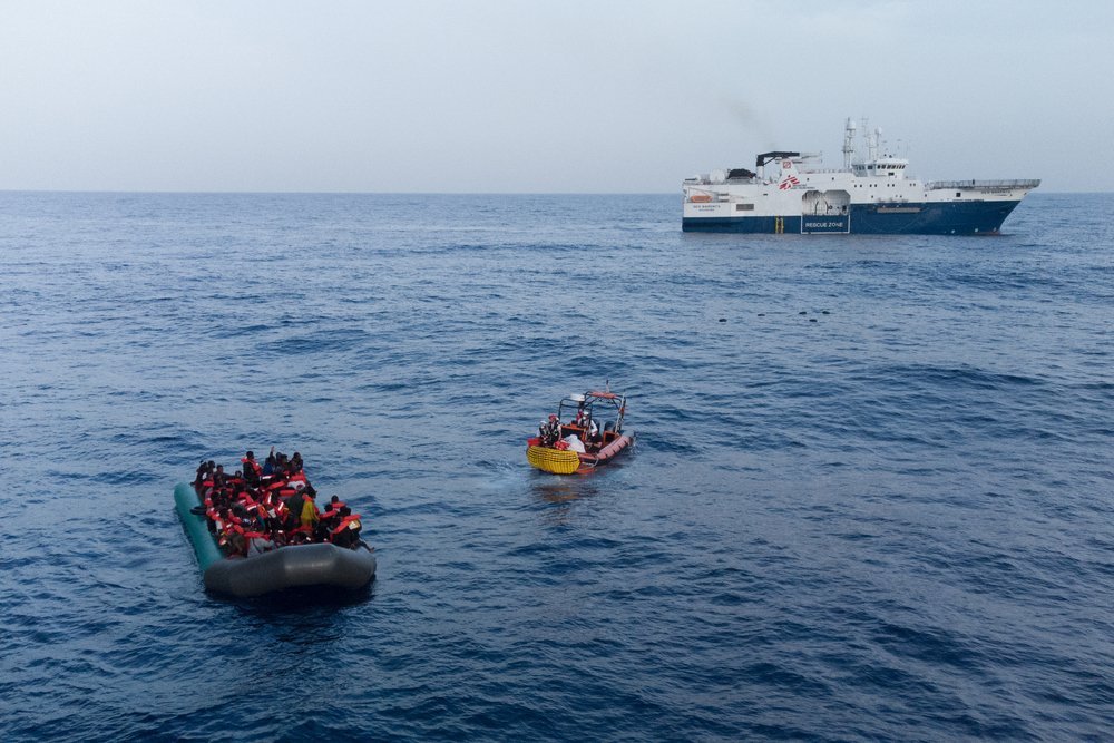 On the evening of the 23rd of October, a rubber boat with 95 people on board, was about to be intercepted by the Libyan Coast Guard, MSF teams arrived on time to carry out the rescue safely.