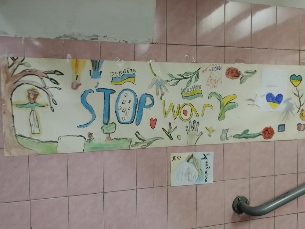 Drawings at a metro station in Kharkiv. (April, 2022).