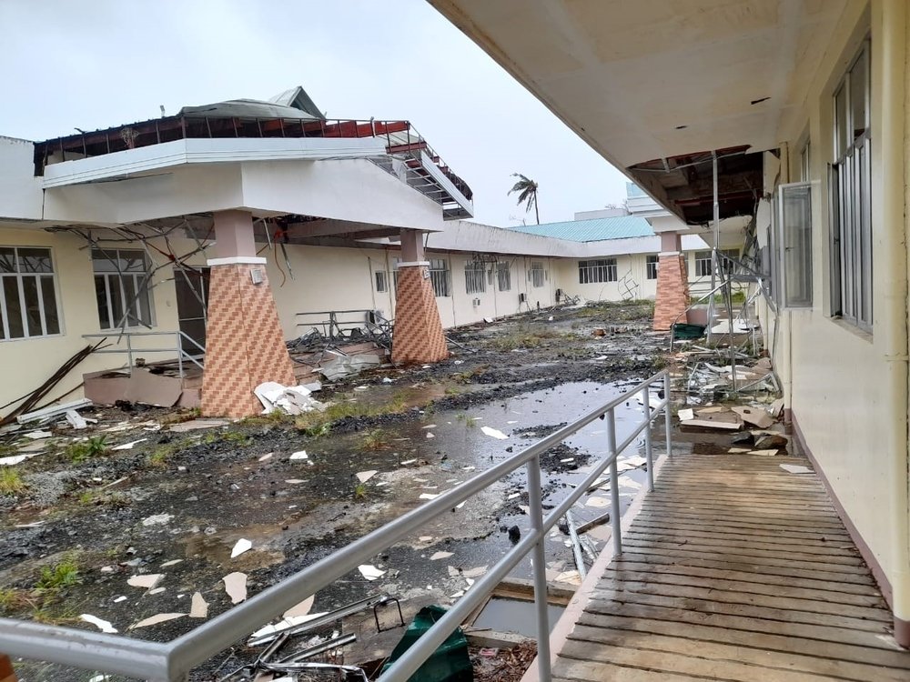 Dinagat Islands: The birthing unit of a healthcare facility was badly damaged by Typhoon Rai (Odette). (January, 2022).